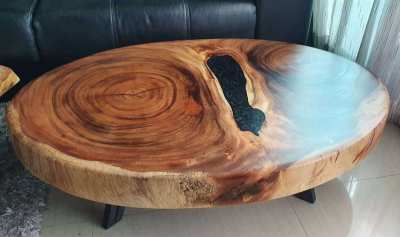 NO.62 Solid acacia log coffee table black pearl river  free delivery