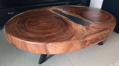 NO.63acacia log coffee table with green pearl riverponds free delivery