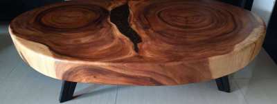 NO.64 Solid acacia log coffee table bronze river ponds FREE DELIVERY