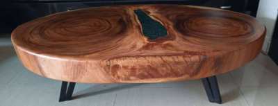 NO.64 Solid acacia log coffee table bronze river ponds FREE DELIVERY