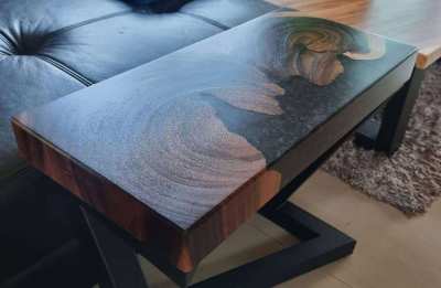 NO.66 DISCOUNTED NEW  ACACIA HARDWOOD BLACK  RIVER TABLE FREE DELIVERY