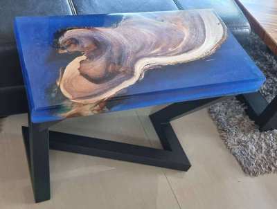 NO.67  NEW  ACACIA HARDWOOD BLUE CLIFFS RIVER TABLE FREE DELIVERY