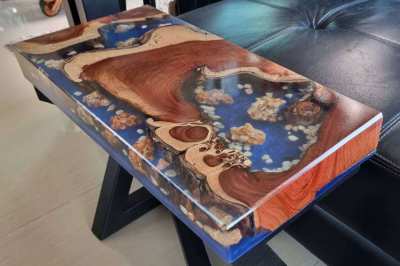 NO.68 NEW ACACIA HARDWOOD BLUE CLIFFS RIVER TABLE FREE DELIVERY