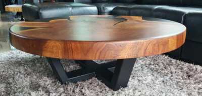 NO.71  Artistic Matt black river log coffee table free delivery