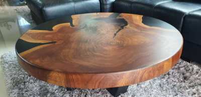 NO.71  Artistic Matt black river log coffee table free delivery