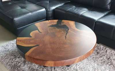 NO.71  Artistic Matt black river log coffee table free delivery