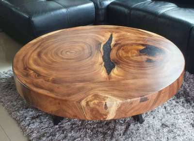 NO.72  Solid acacia log table black pearl river ponds free delivery