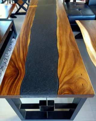 NO.75  NEW DISCOUNTED ACACIA BLACK VOLCANO LAVA TABLE FREE DELIVERY