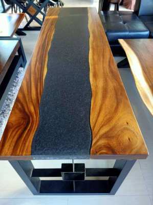 NO.75  NEW DISCOUNTED ACACIA BLACK VOLCANO LAVA TABLE FREE DELIVERY