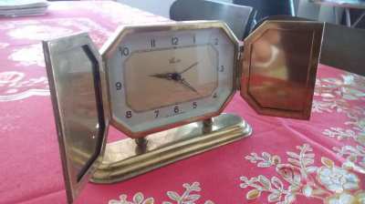 Schuler deco brass table clock late 1940s.