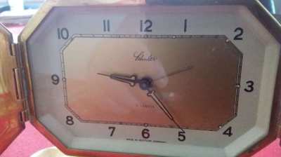 Schuler deco brass table clock late 1940s.