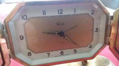 Schuler deco brass table clock late 1940s.