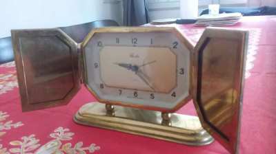 Schuler deco brass table clock late 1940s.