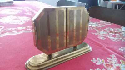 Schuler deco brass table clock late 1940s.