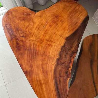 Heart-shaped wooden table with stool