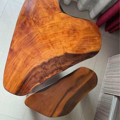 Heart-shaped wooden table with stool