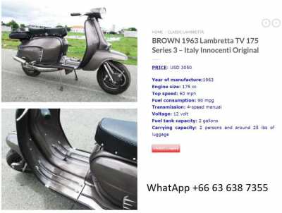 BROWN 1963 Lambretta TV 175 Series 3 FOR SALE 