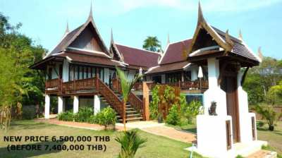 New price 6,500,000 THB for a 4 bedroom pool villa on Mae Phim Beach 