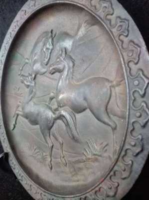 Vintage Brass Running Horses Plate