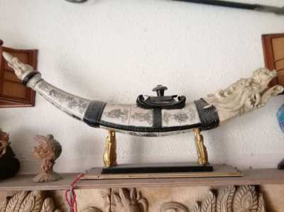 Antique swords animal horns