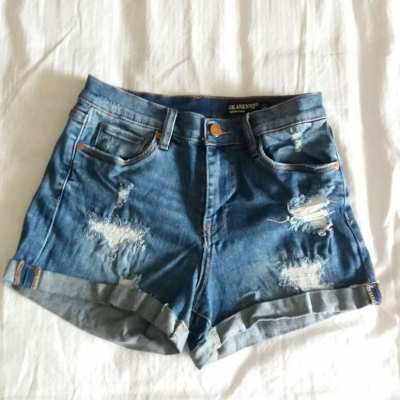 BLANKNYC Women's Luxury Clothing High Rise Distressed Denim Shorts 