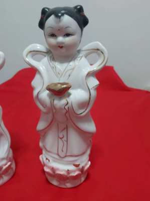 Two lovely chinese figures fortune boy and dragon girl lovely items