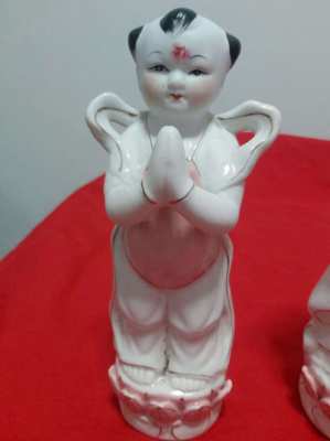 Two lovely chinese figures fortune boy and dragon girl lovely items