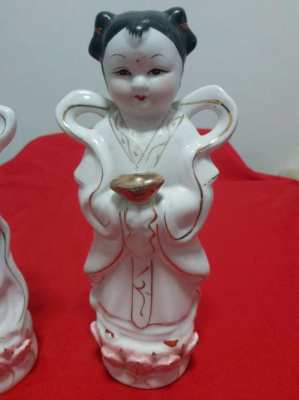 Two lovely chinese figures fortune boy and dragon girl lovely items