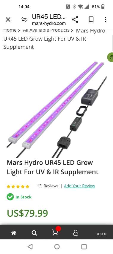 Mars Hydro supplemental Infrared and Ultra violet led grow lights 