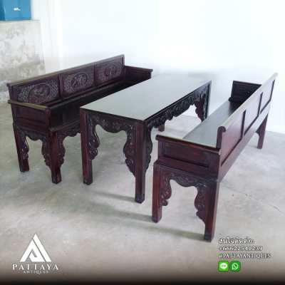 Chinese Rosewood carved set 