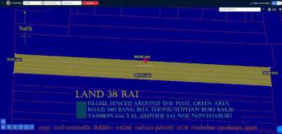 Land 38 rai Filled, fenced around the plot, green area Road 340 Bang  