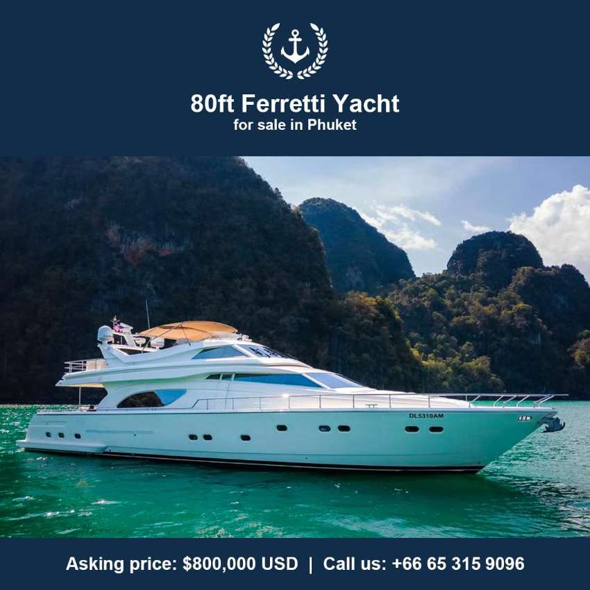 80ft Ferretti Yacht for SALE in Phuket Thailand