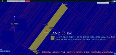 Land 35 rai Yellow area, 80 m wide, Road 1013, Ban Kluai-Sai Noi Tambo