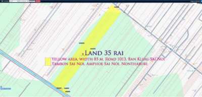 Land 35 rai Yellow area, 80 m wide, Road 1013, Ban Kluai-Sai Noi Tambo