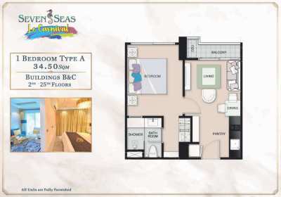 Fully furnished 1bedroom apartment in Seven Seas Le Carnival