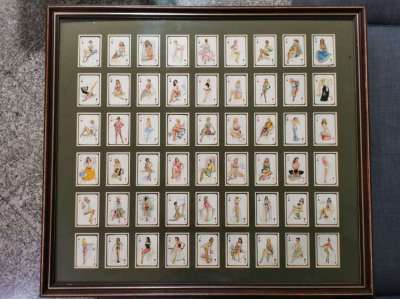 'Full set of playing cards of women from the 1950s and 60s - Framed 