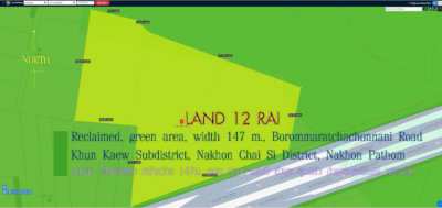 Land 12 rai Reclaimed, green area, width 147 m., Borommaratchachonnani