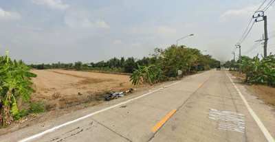 Land for sale 4 rai 1 ngan 23 square wah Purple area, width 42 m. 