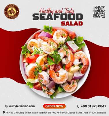 Healthy & Delicious Seafood Salad at Curry Hut – Order Now!