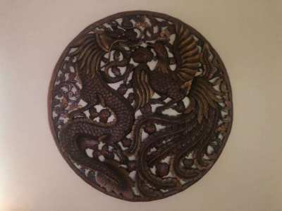 Massive Wood Teak Wall Decoration round 118cm diameter