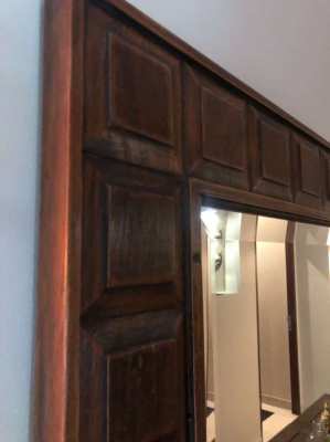 Mirror Faceted glass massive wood Teak W:75cm. x H:160cm. x D:4cm.