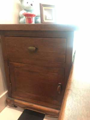 Two bed table cabinet massive Teak W:45cm. x H:56cm. x D:40cm.