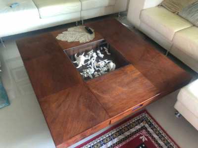 Woodshop handcraft living room table Teak massive 130cm x 130cm x 31cm