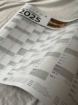 Wall calendar 2025, original Audi calendar ca.0,70m x 1,00m Very Large