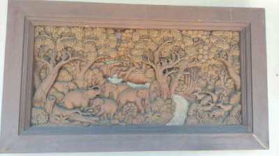 Teak wood large 3D old carving pictures