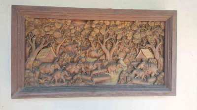 Teak wood large 3D old carving pictures