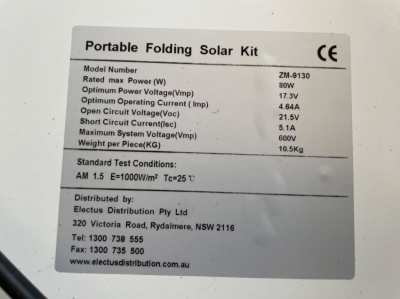 Powertech 80W portable solar panel